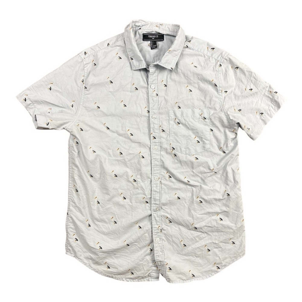 Forever 21 Men's Casual Button Down Short Sleeve Shirt | Large